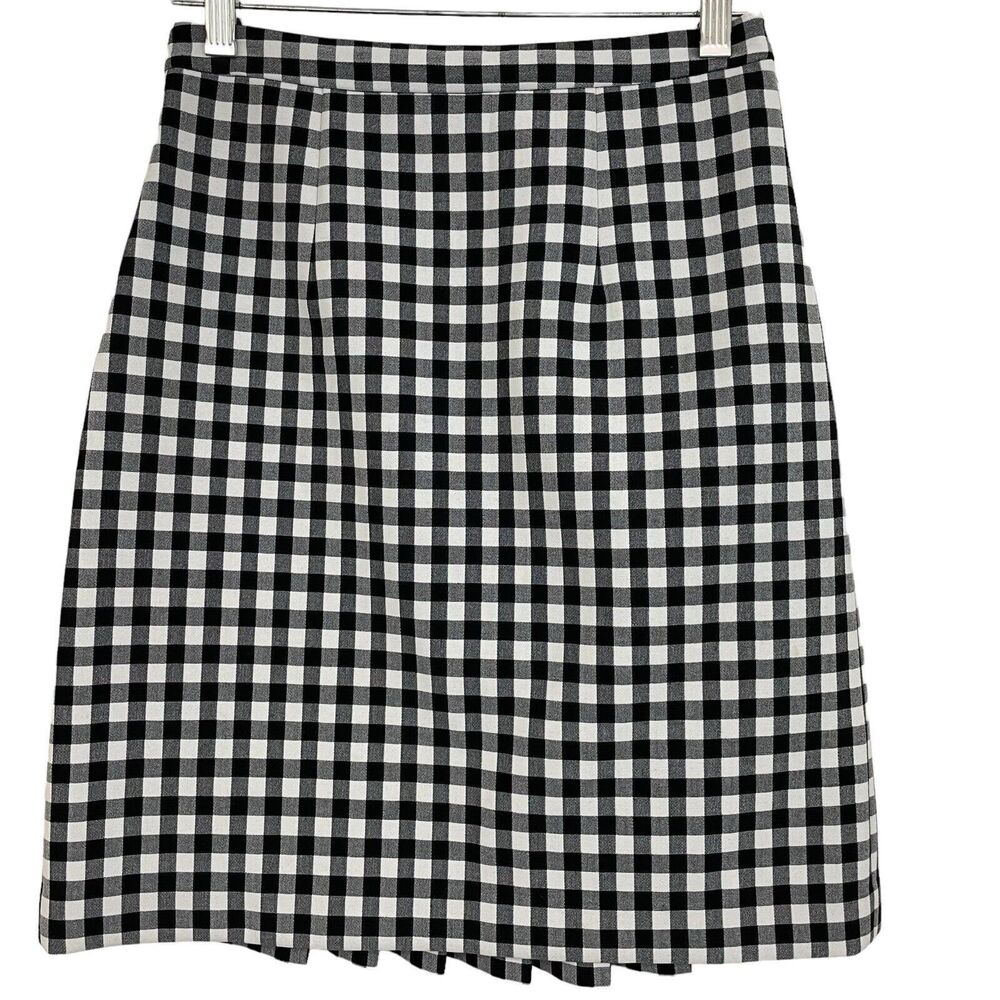 Diane Von Furstenberg Eliza Skirt Size 0 Black White Checkered Pleated